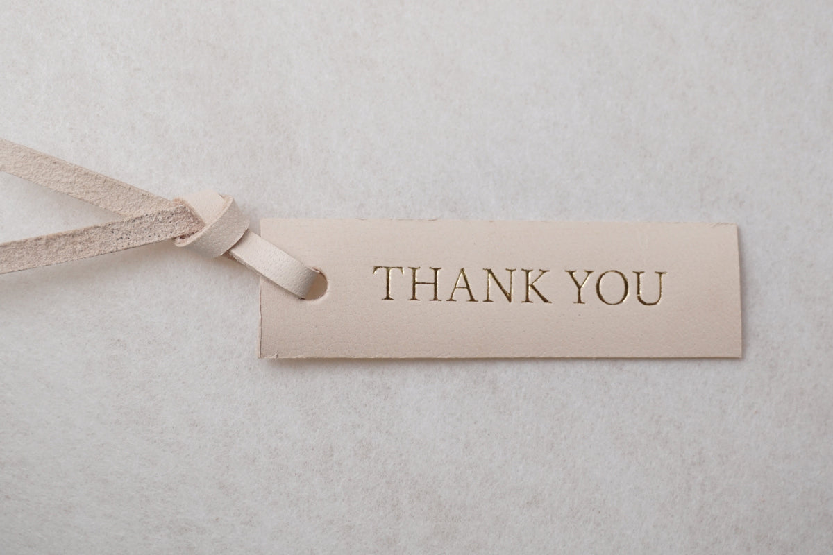 ギフト用レザータグ　”THANK  YOU"